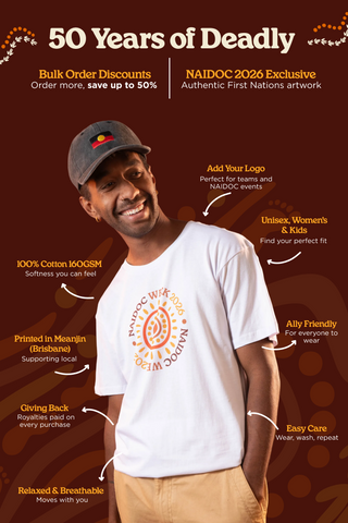 Handprints Engraved NAIDOC Week 2026 Black Cotton Everyday T-Shirt