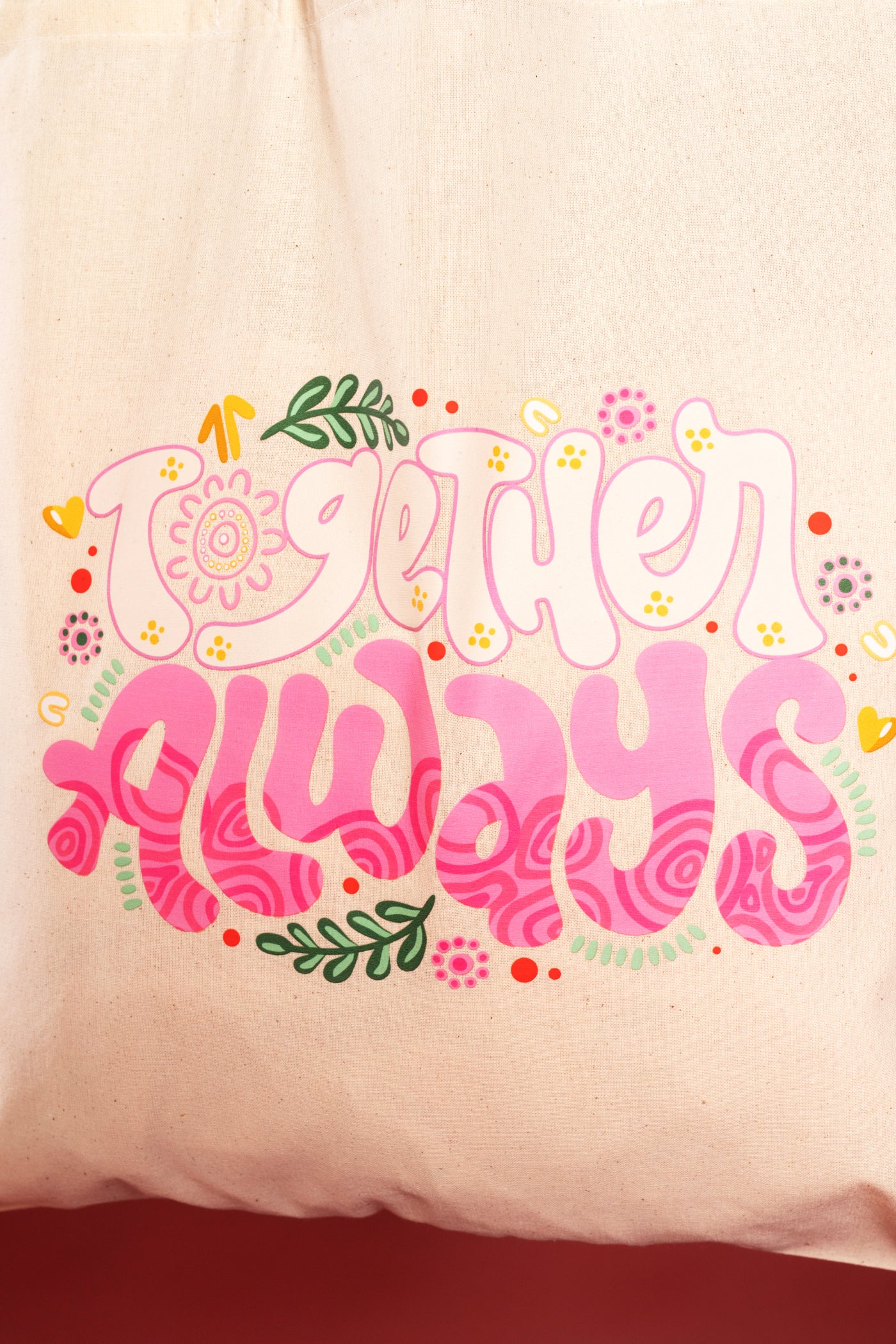 Together Always Natural Long Handle Cotton Tote Bag