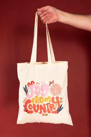 Joy From Country Natural Long Handle Cotton Tote Bag