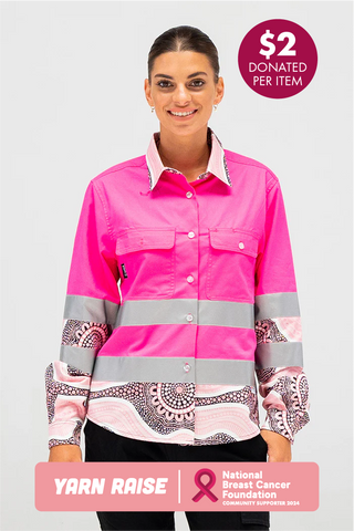 Boobie Sista High Vis Pink 100% Cotton Drill Women