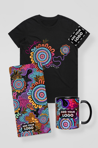 Celebration T-Shirt, Towel & Coffee Mug Gift Bundle