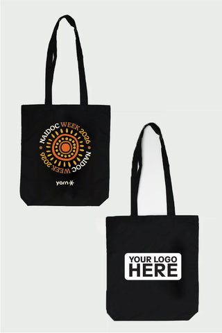 Circle NAIDOC Week 2026 Black Long Handle Cotton Tote Bag