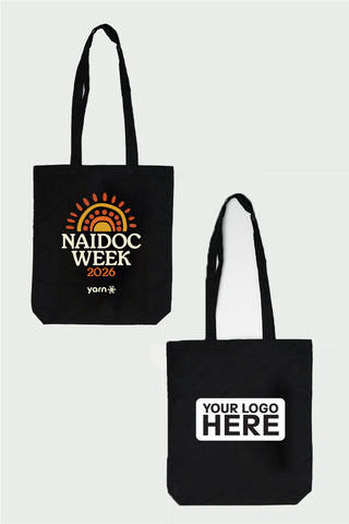 Core NAIDOC Week 2026 Black Long Handle Cotton Tote Bag