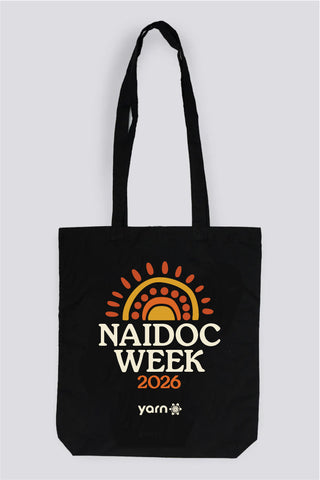 Core NAIDOC Week 2026 Black Long Handle Cotton Tote Bag