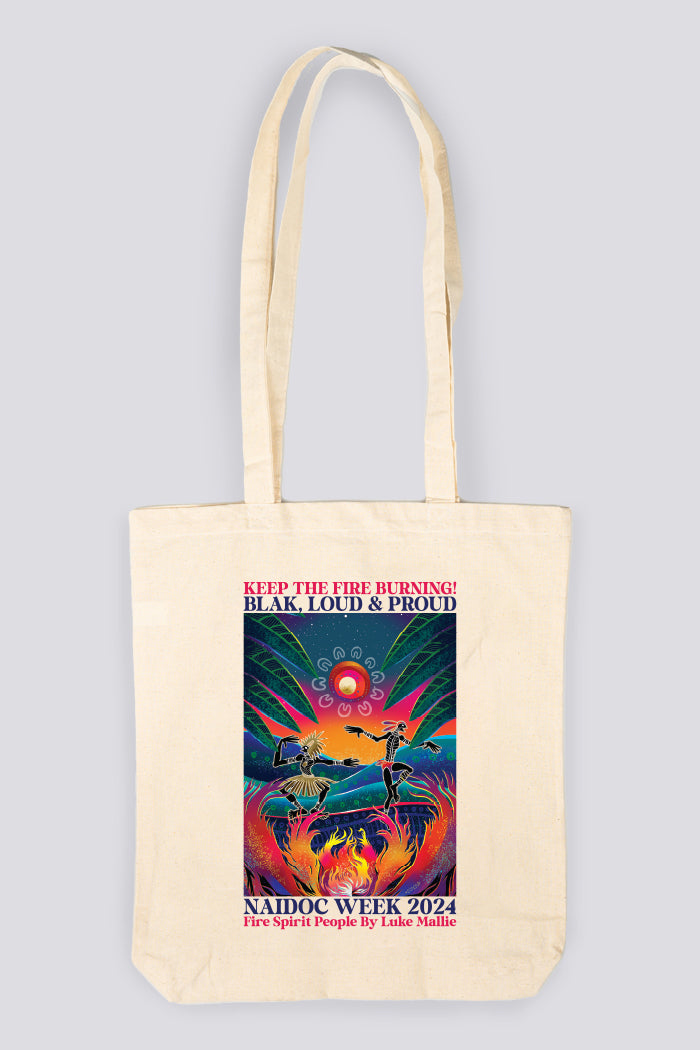 Fire Spirit People Natural Long Handle Cotton Tote Bag