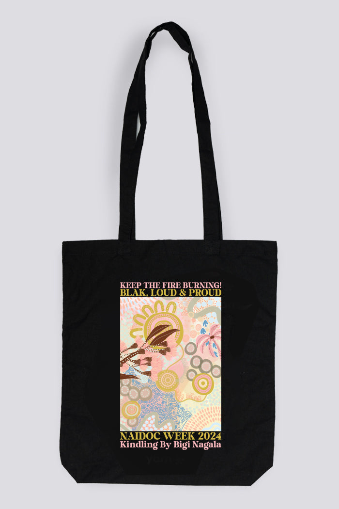 Kindling Black Long Handle Cotton Tote Bag