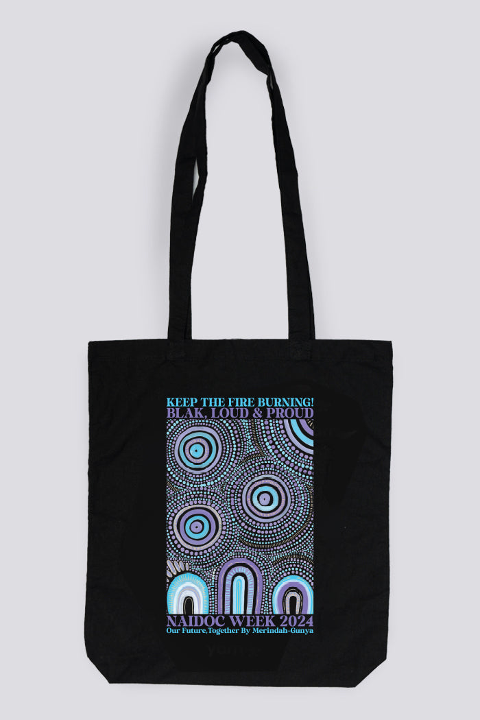 Our Future, Together Black Long Handle Cotton Tote Bag