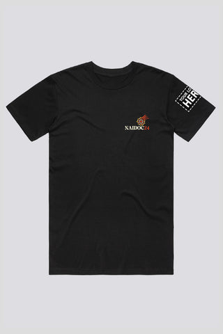 NAIDOC 2024 Pocket Print Black Cotton Crew Neck Unisex T-Shirt