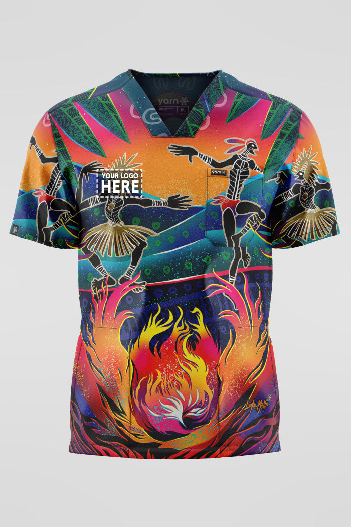 Fire Spirit People NAIDOC 2024 Unisex Three Pocket Scrub Top