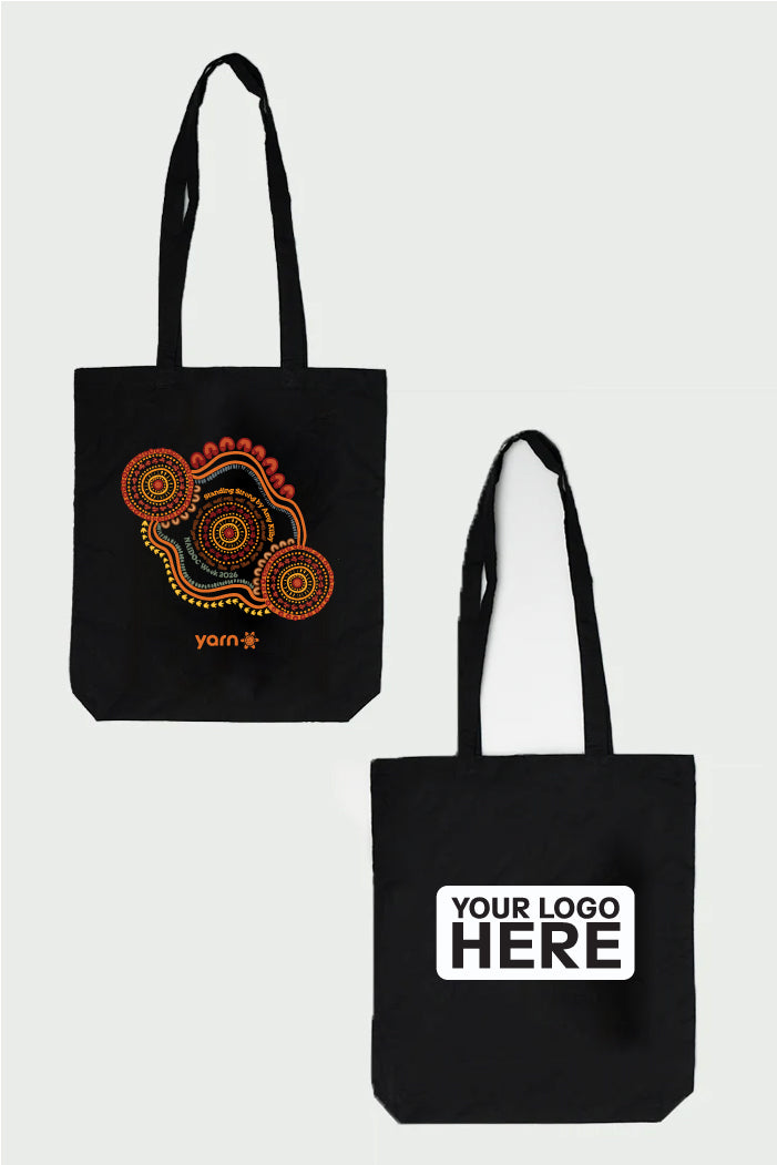 Standing Strong NAIDOC 2026 Black Long Handle Cotton Tote Bag