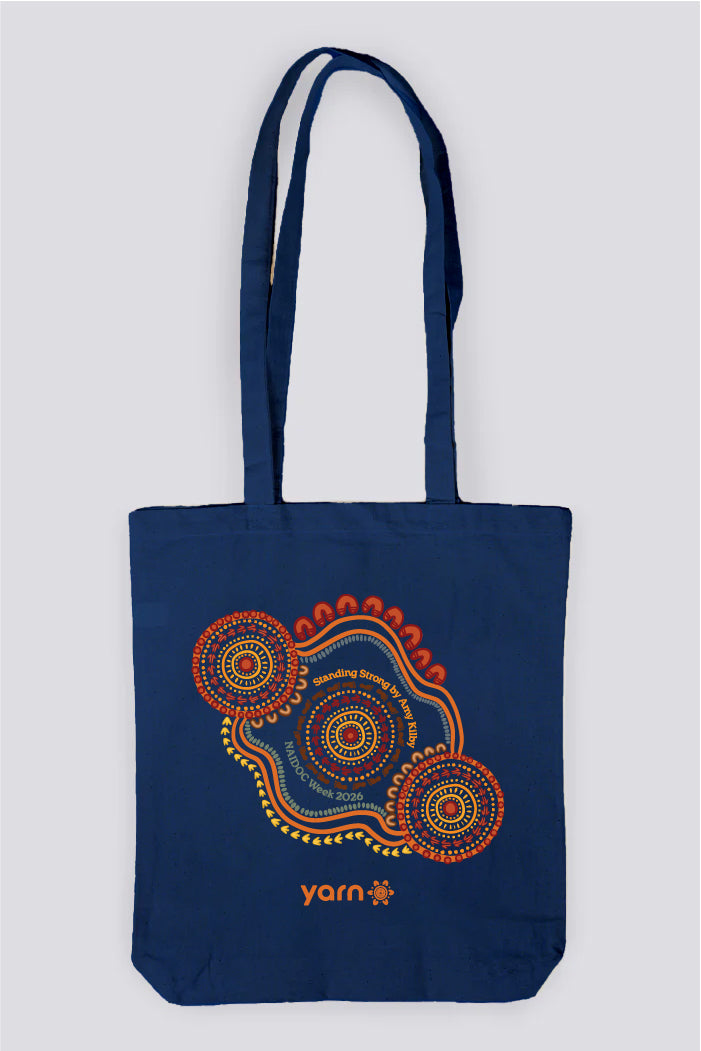Standing Strong NAIDOC 2026 Dark Blue Long Handle Cotton Tote Bag